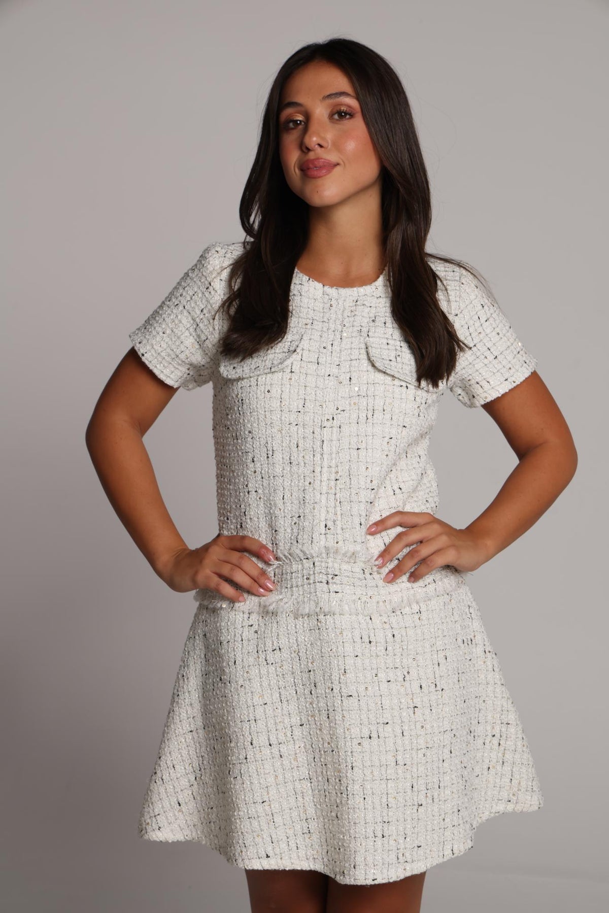 Pearl Tweed Mini Dress