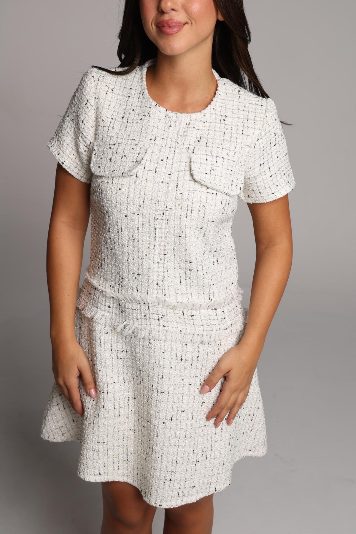 Pearl Tweed Mini Dress
