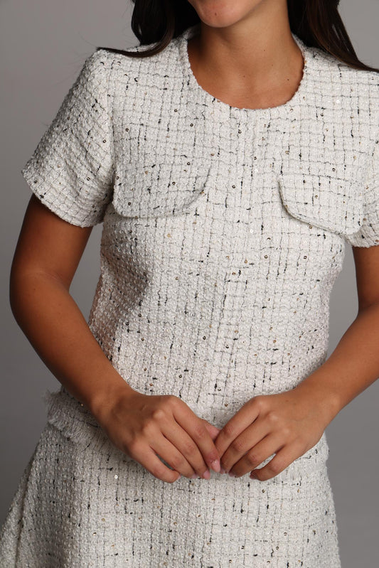 Pearl Tweed Mini Dress