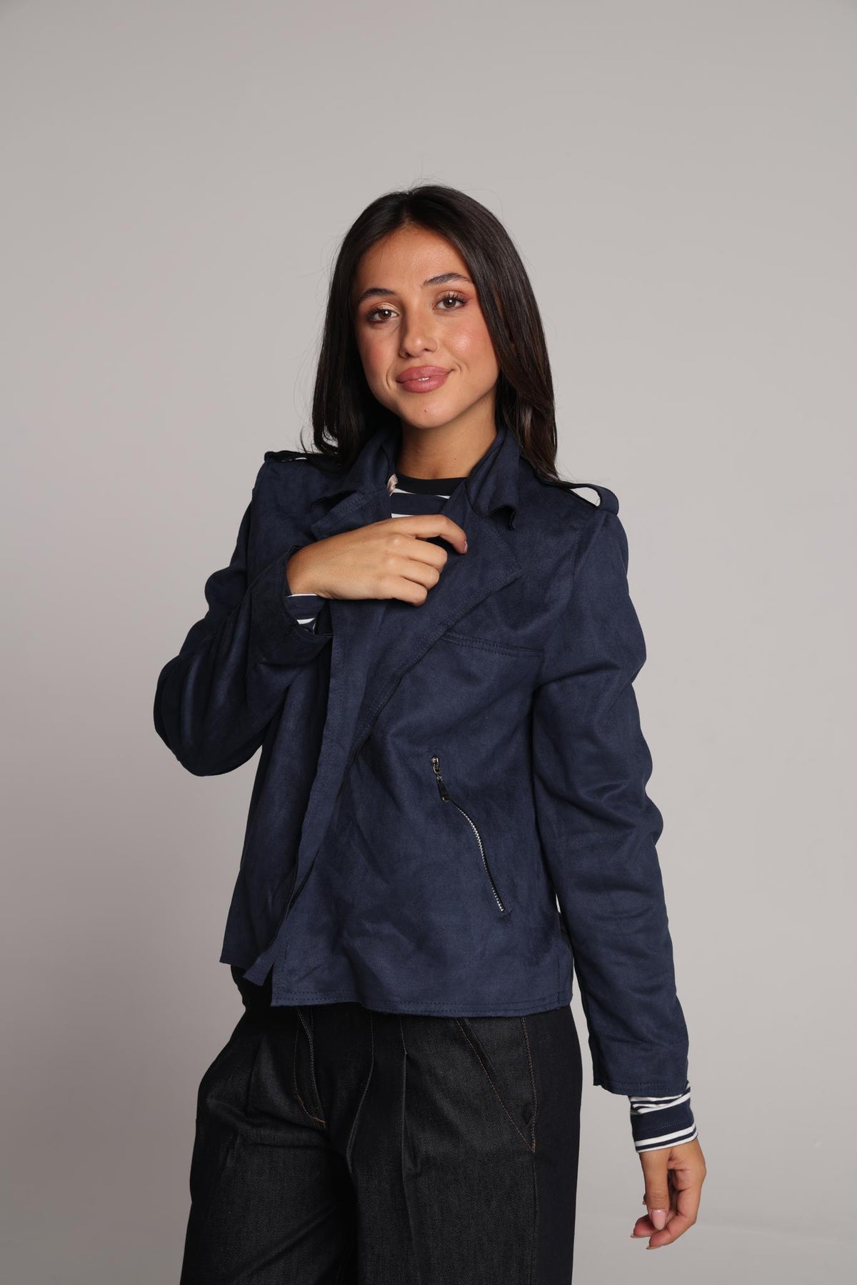 Midnight Rum Biker-Style Suede Jacket