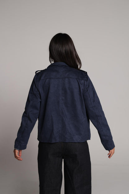 Midnight Rum Biker-Style Suede Jacket