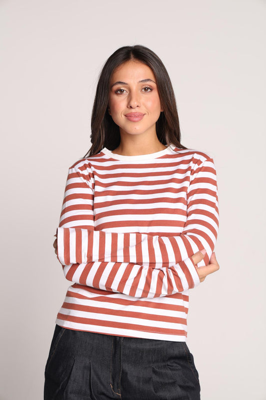 Cinnamon Striped Long Sleeve Tee