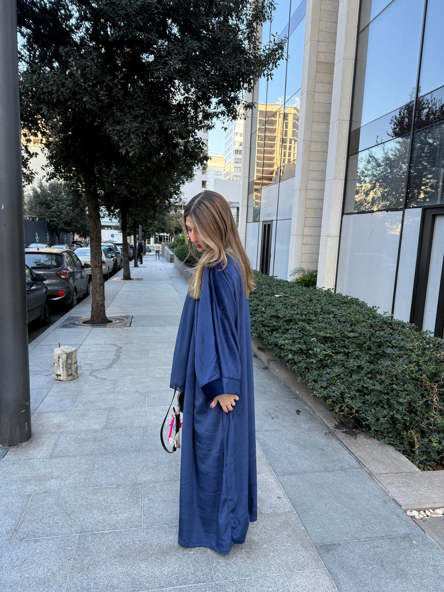 Navy Velvet Abaya