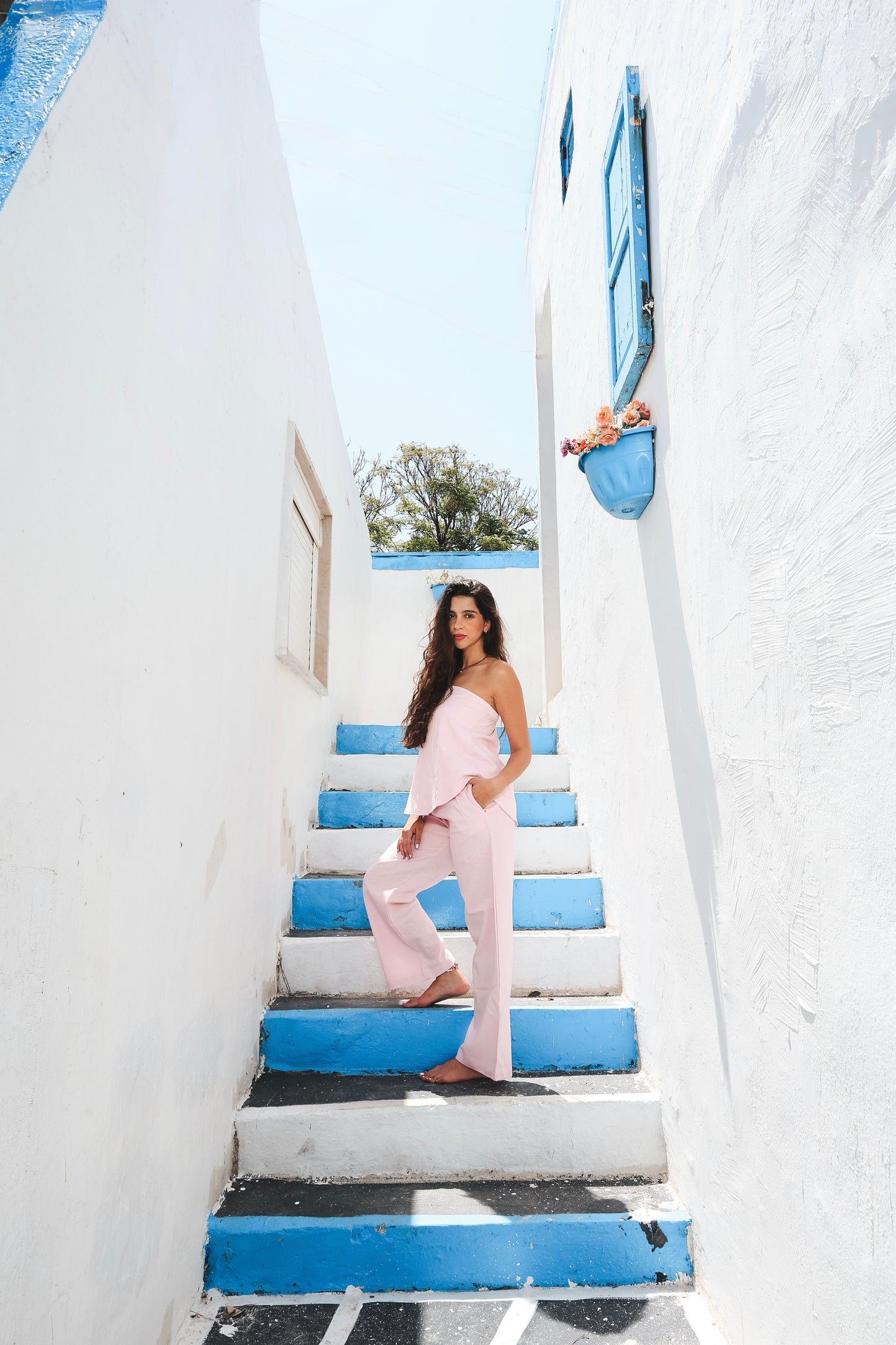 Signature Strapless Pink Linen Top