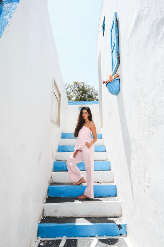 Signature Strapless Pink Linen Top