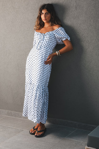 White Polka Dress