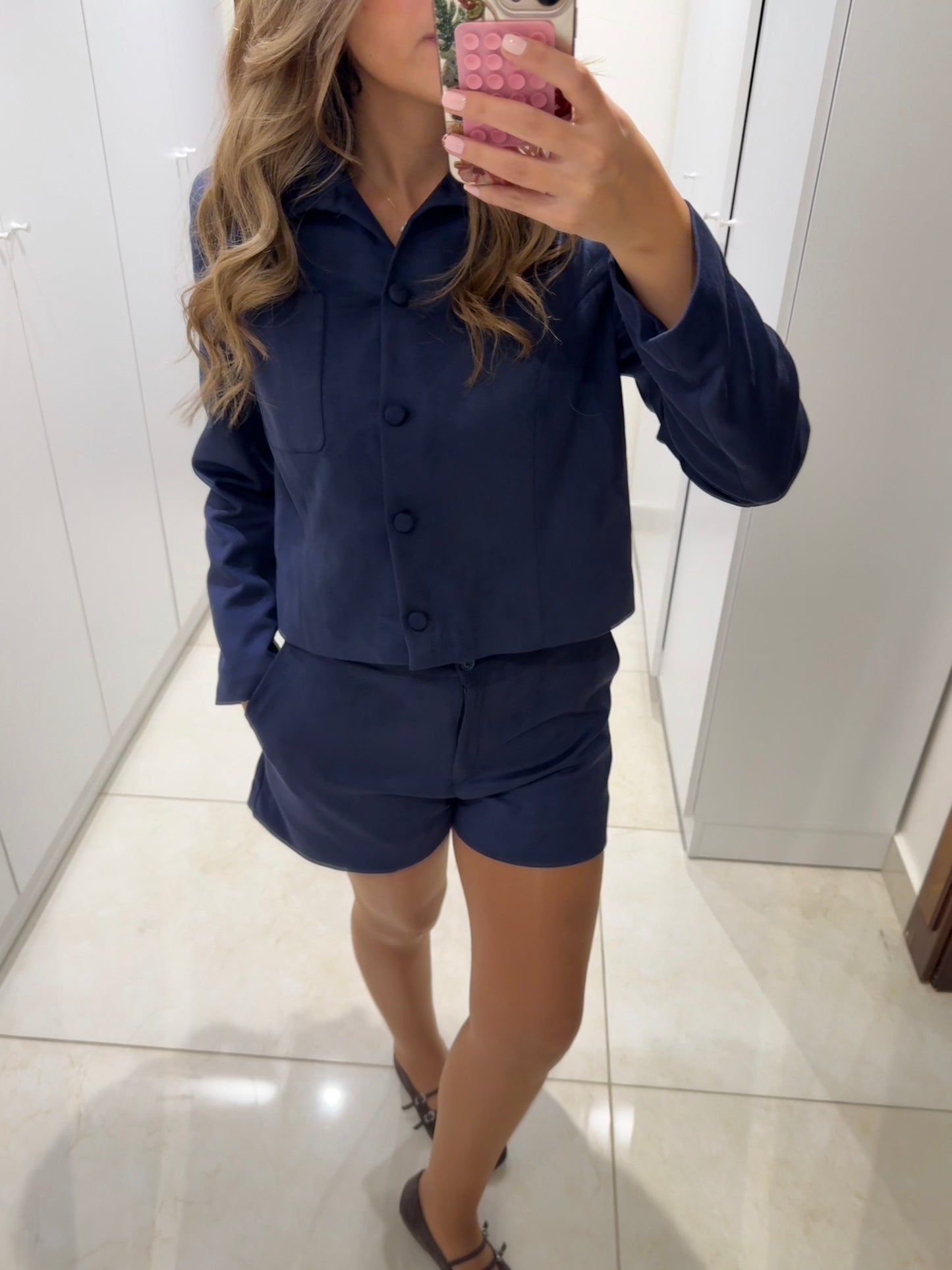 Navy Rum Suede Shorts