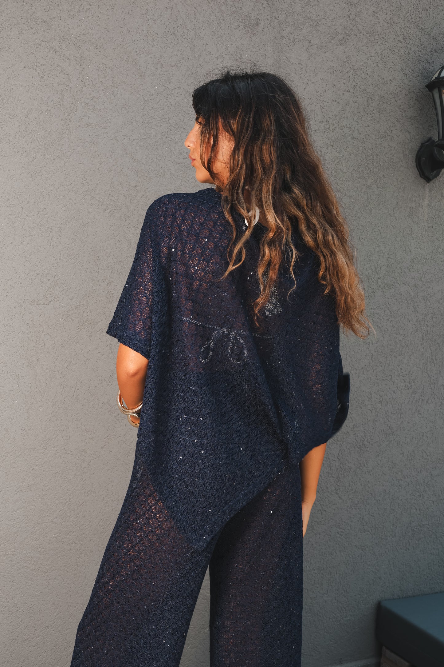 Navy Poncho Set