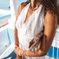 Signature White Linen Halter Top
