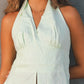 Light Green Linen Halter Top