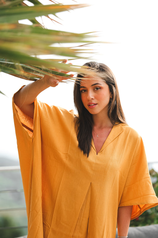 Yellow Linen Tunic Dress