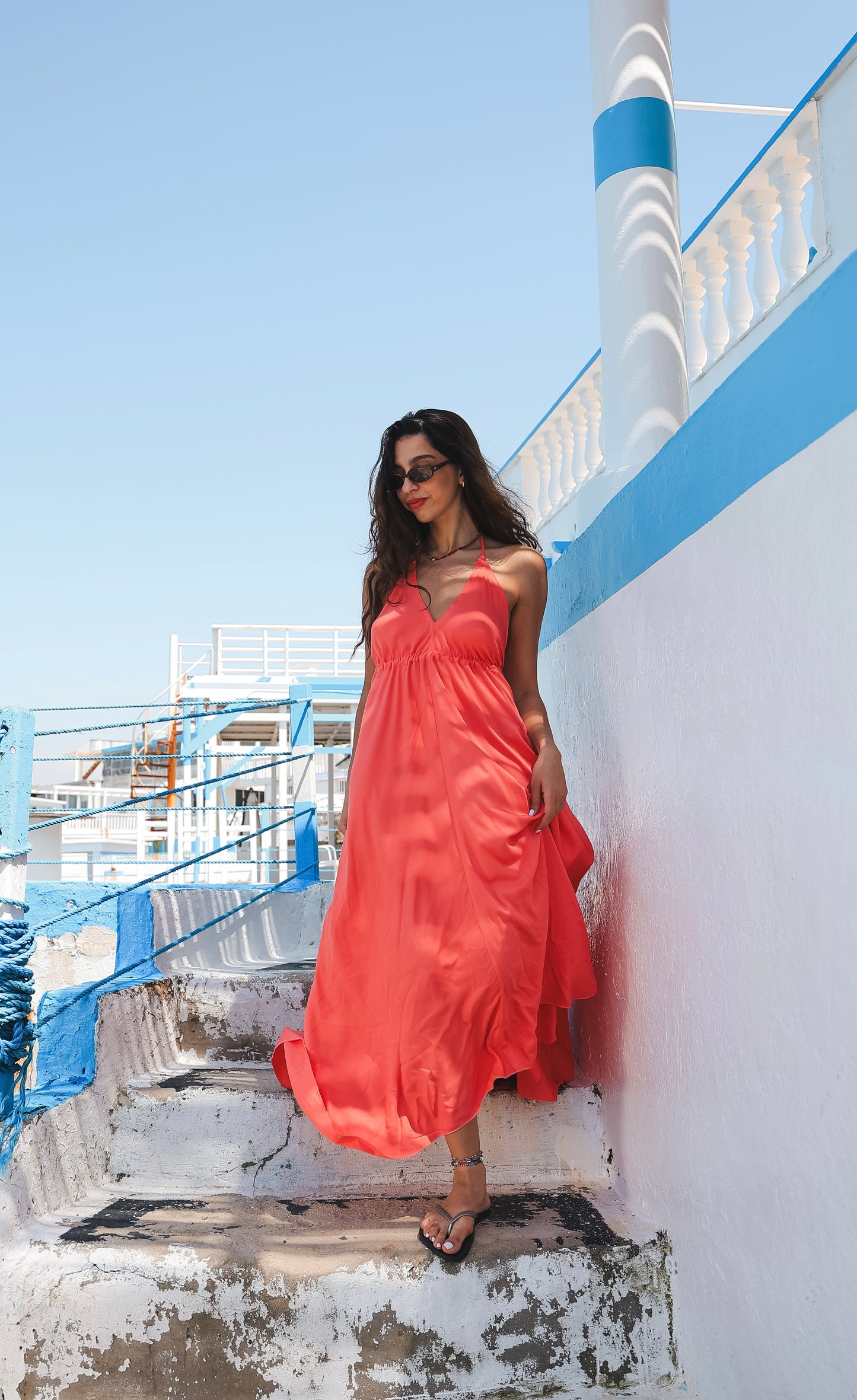 Bali Open-Back Dress in Peach