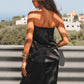 Strapless Black Satin Set