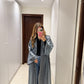 Metallic Grey Chiffon Abaya