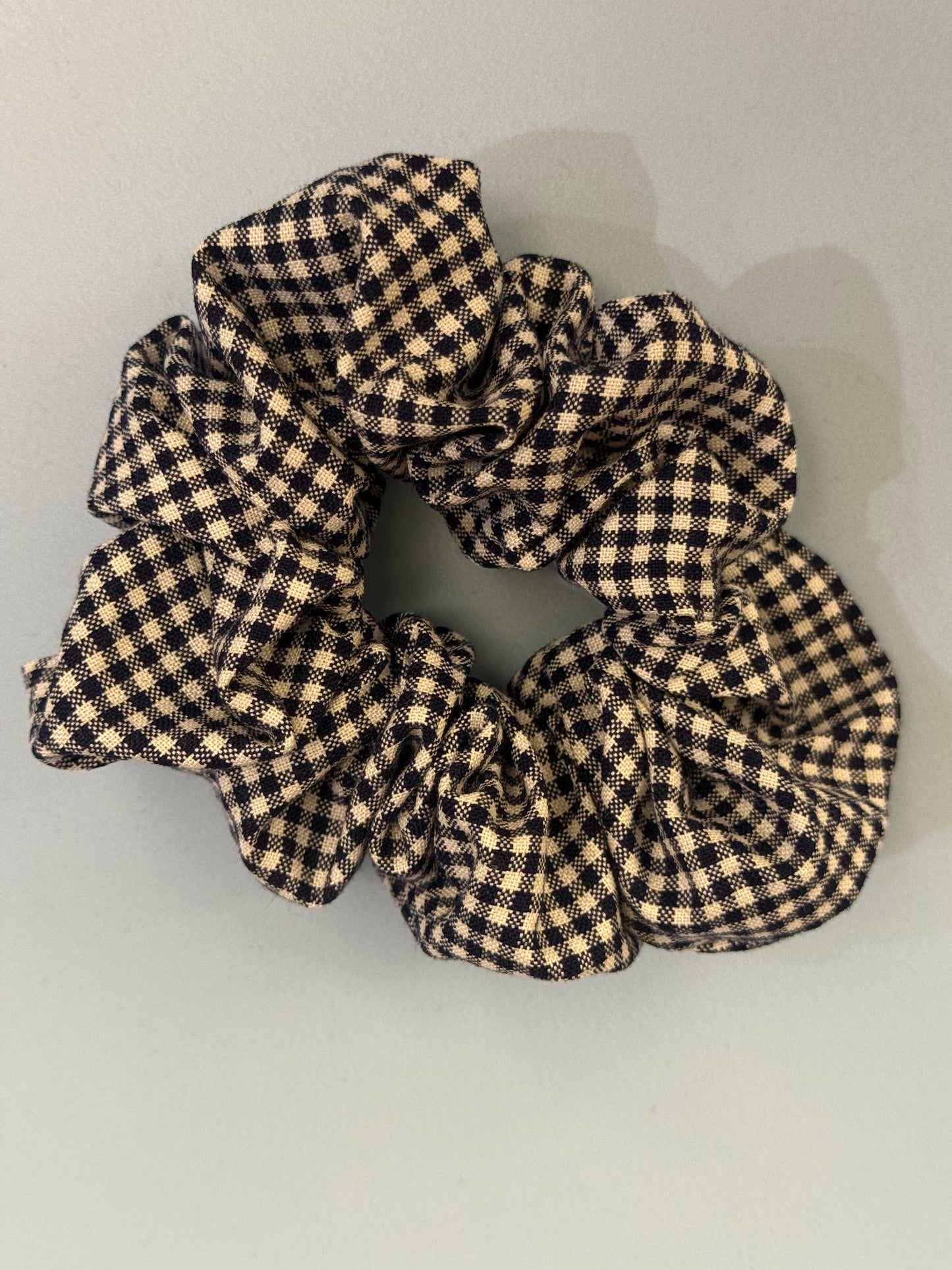 Navy Gingham Scrunchie