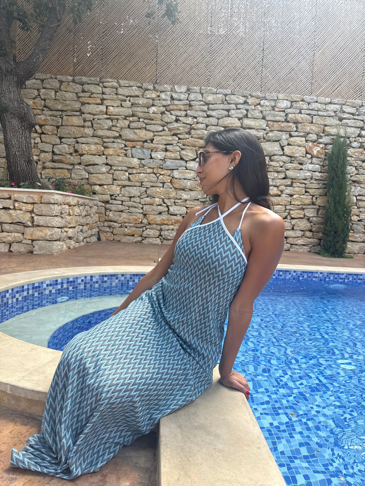 Aegean Sea Maxi Cover-Up Dress