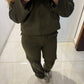 Olive Martini Suede Cargo Trousers