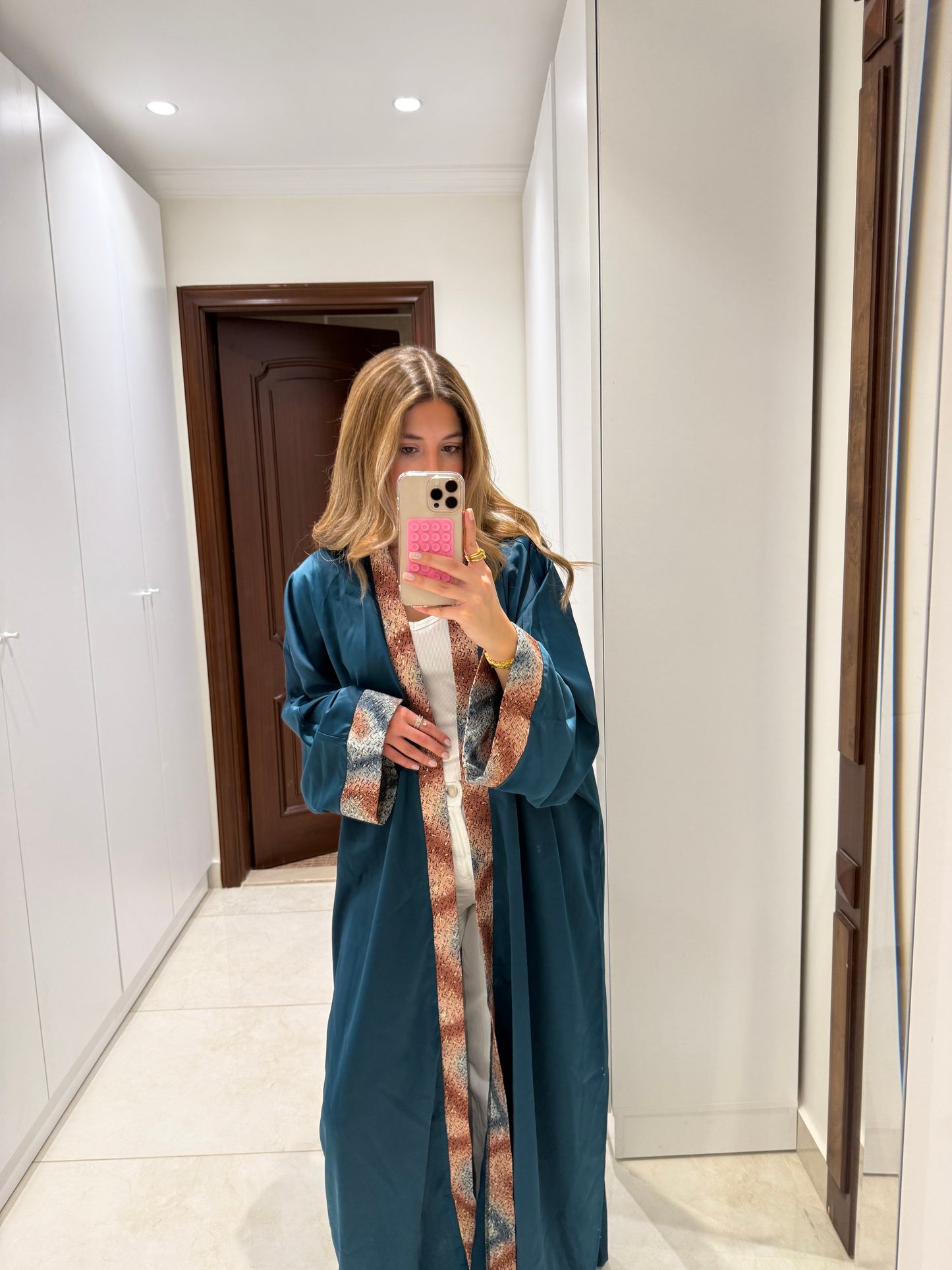 Blue Satin Abaya