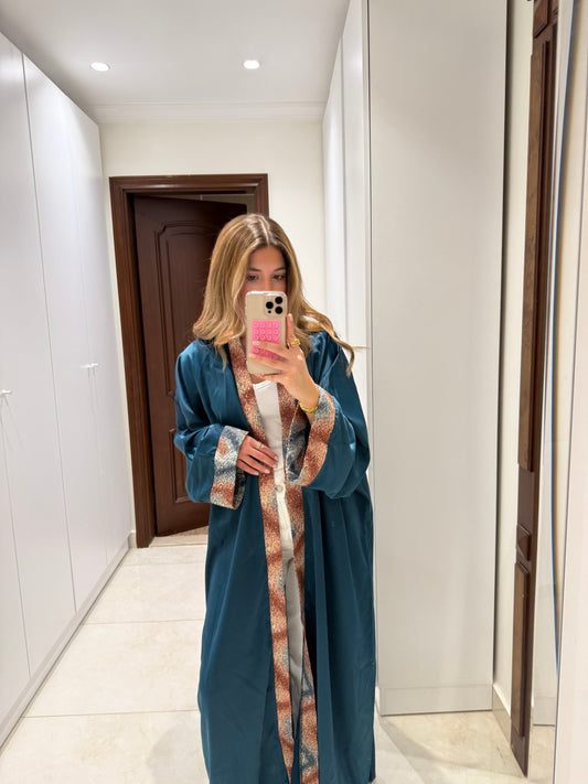 Blue Satin Abaya