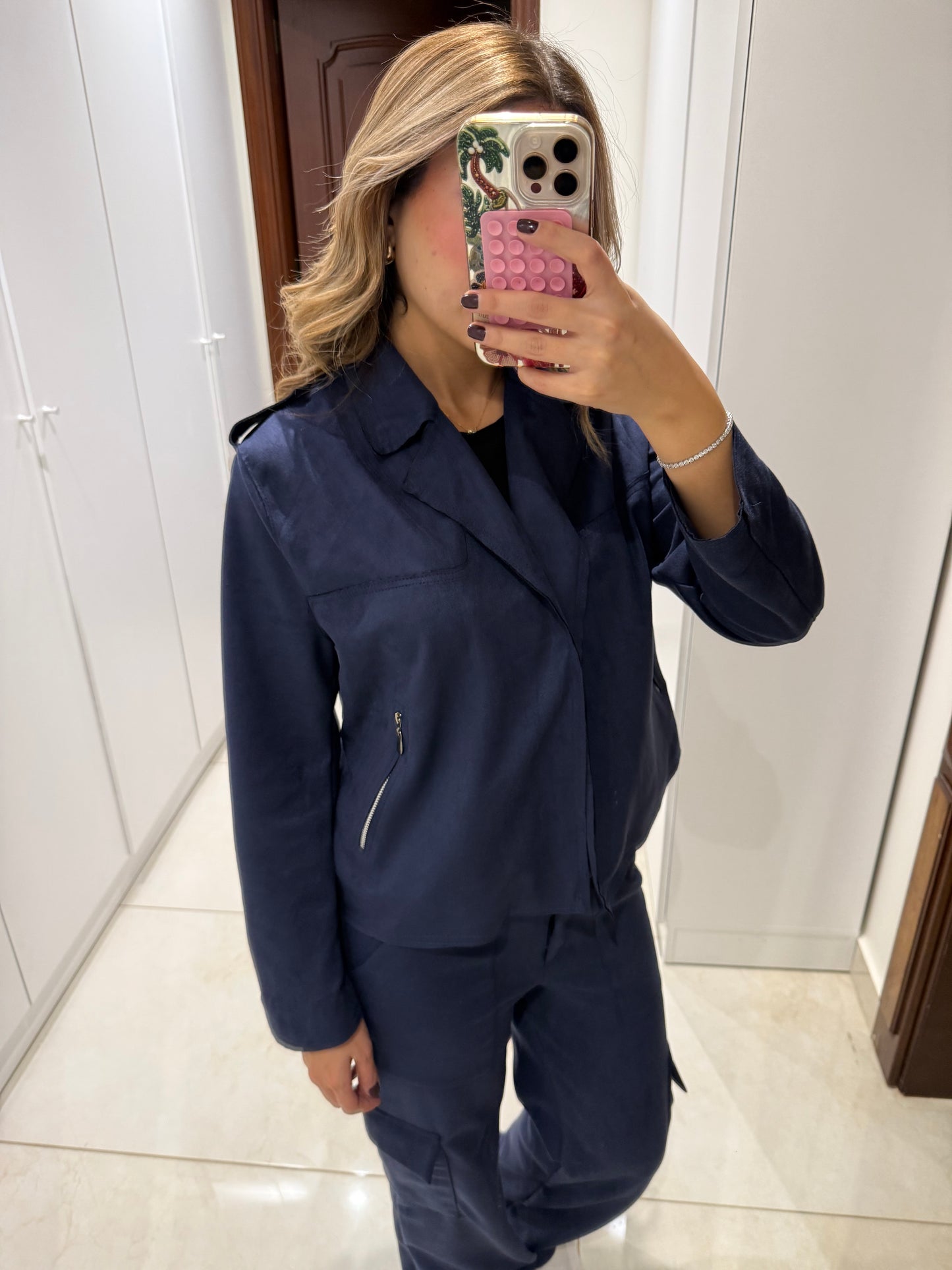 Midnight Rum Biker-Style Suede Jacket