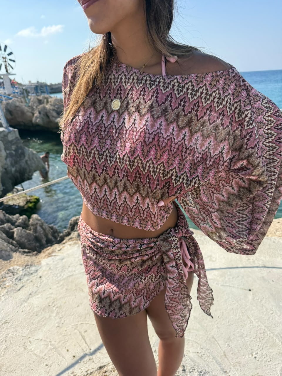 Hibiscus Berry Mini Wrap Skirt