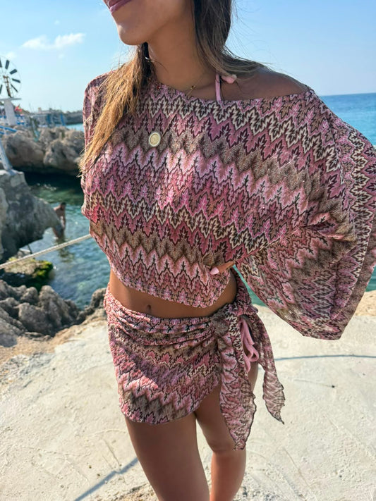 Hibiscus Berry Mini Wrap Skirt