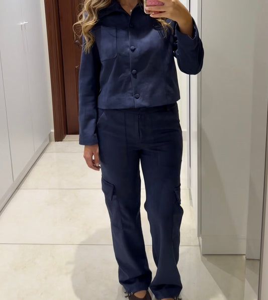 Navy Rum Cargo Trousers