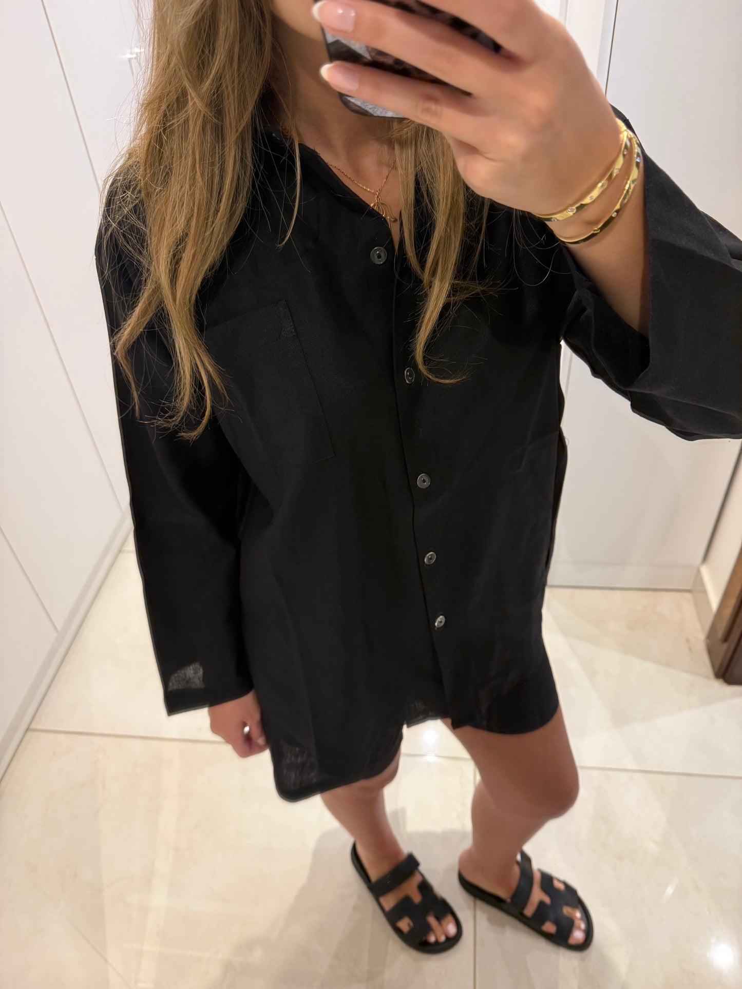 Signature Black Linen Chemise