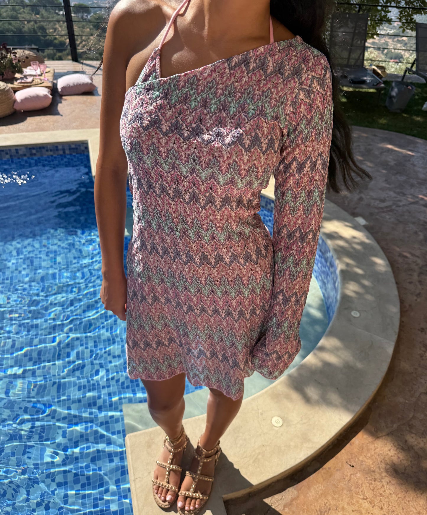 Palm Kiss One Shoulder Mini Dress