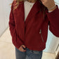 Crushed Cabernet Biker-Style Suede Jacket