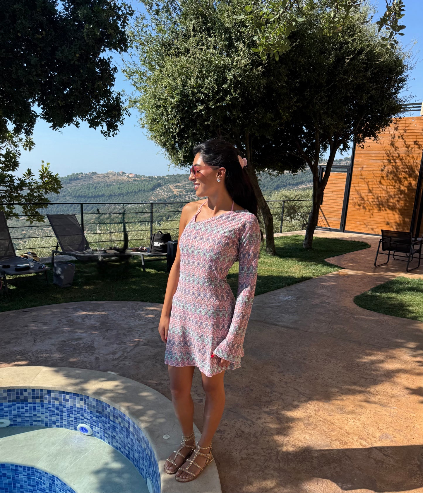 Palm Kiss One Shoulder Mini Dress
