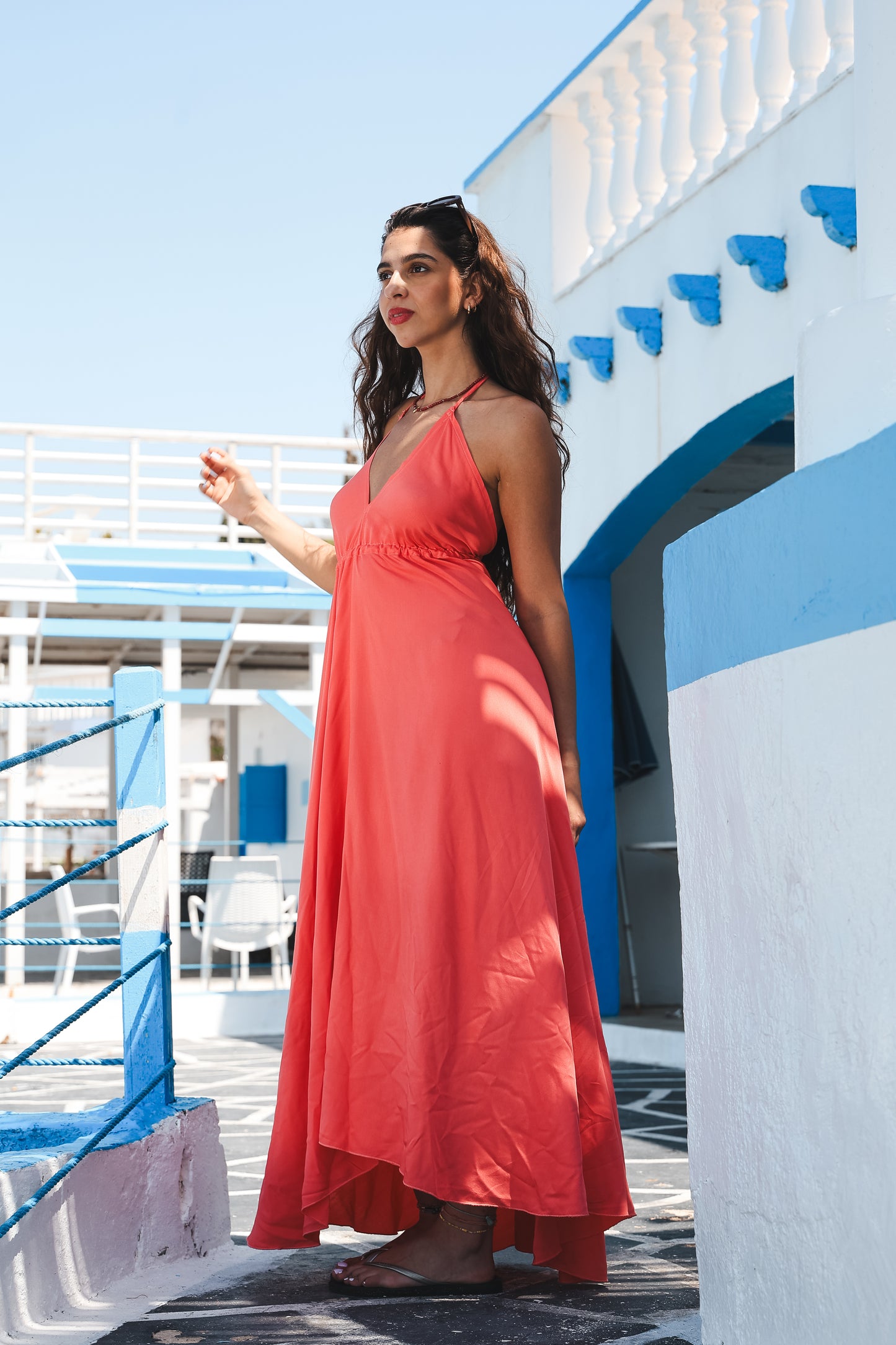 Bali Open-Back Dress in Peach