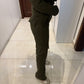 Olive Martini Suede Cargo Trousers