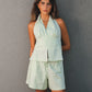 Light Green Linen Halter Top