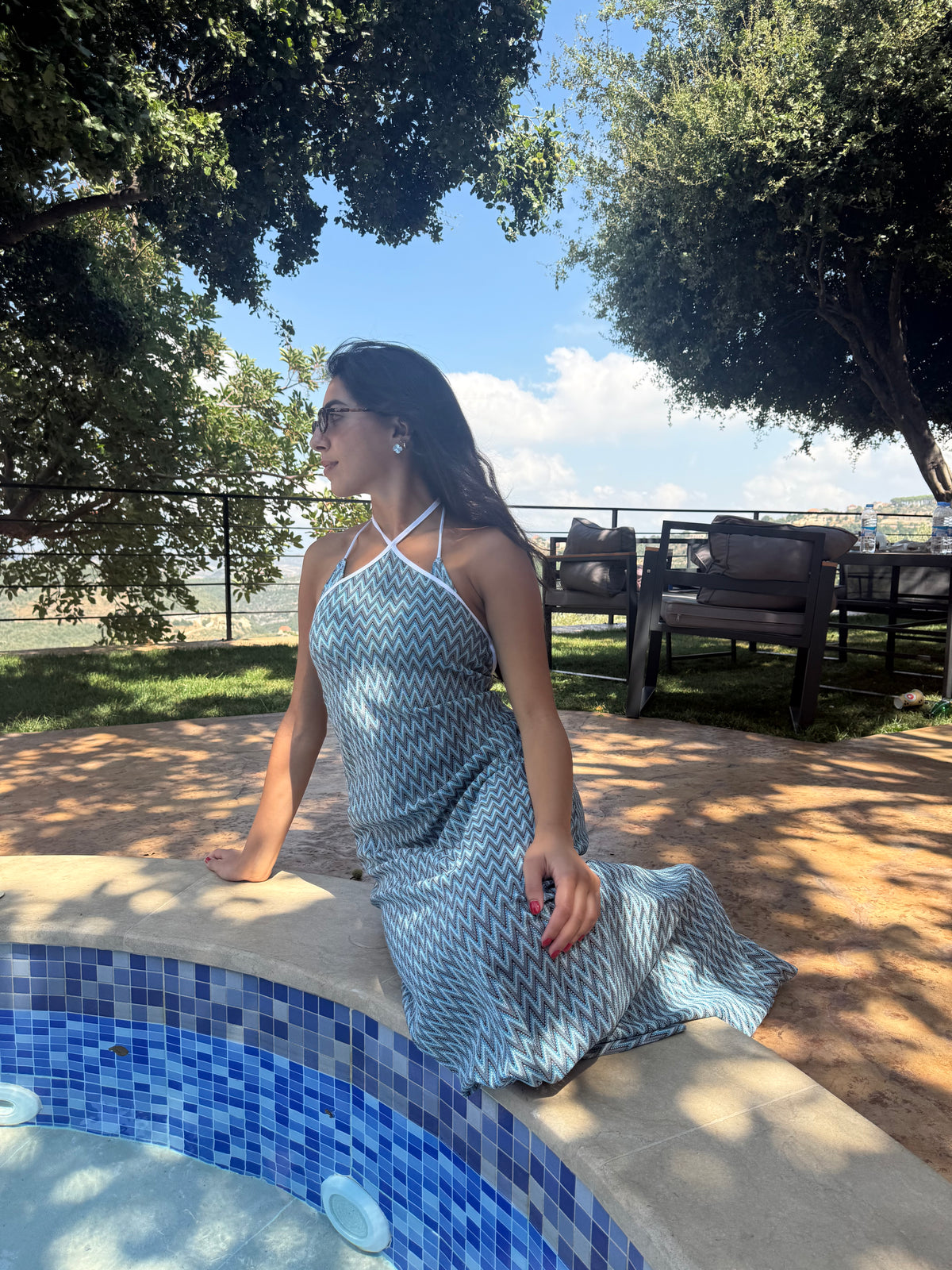 Aegean Sea Maxi Cover-Up Dress