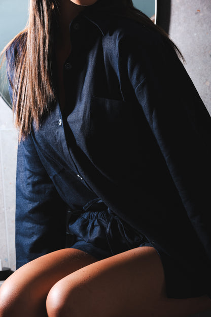 Signature Navy Linen Shorts