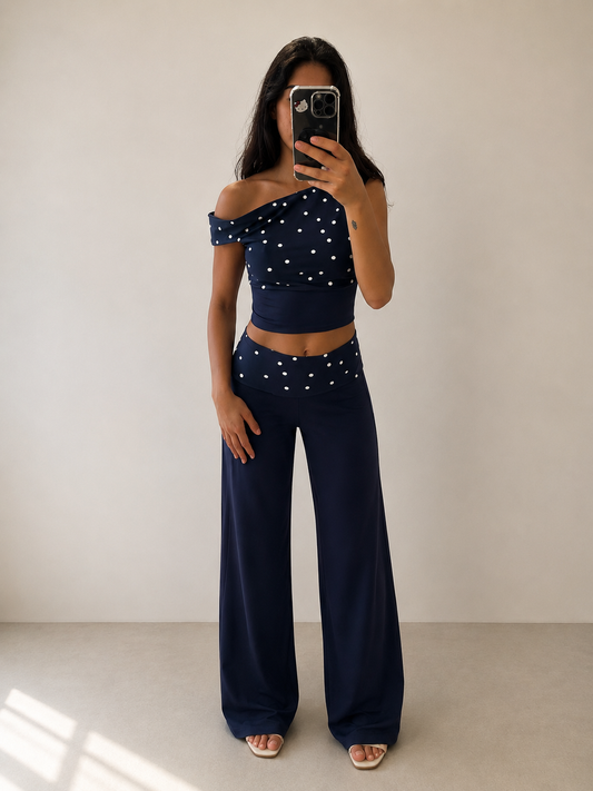 Monaco Navy Dot Set