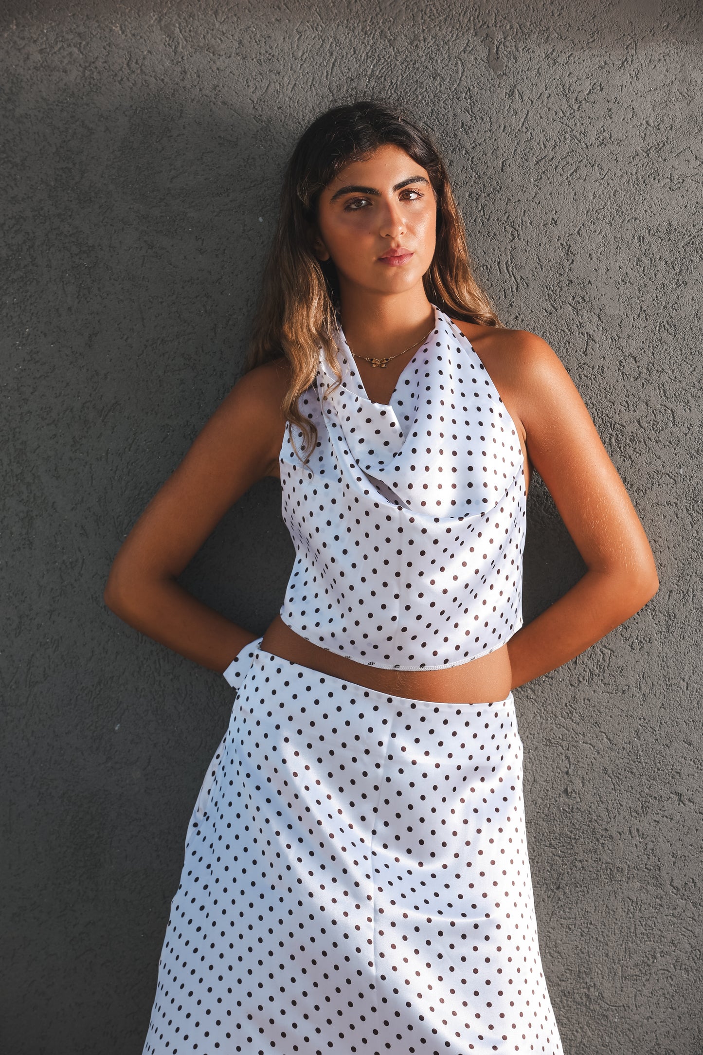 Polka Satin Skirt Set