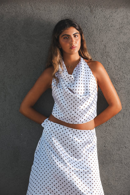 Polka Satin Skirt Set