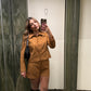 Cognac Suede Shorts
