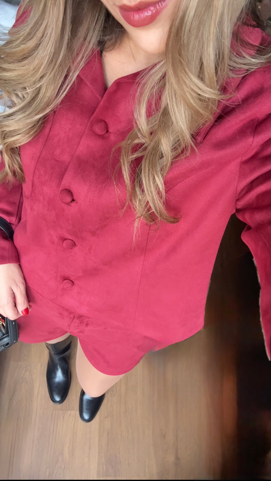 Wine Suede Jacket
