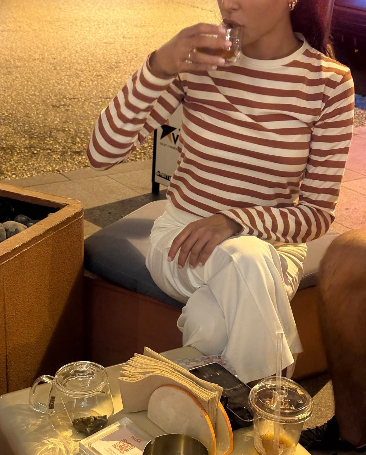Cinnamon Striped Long Sleeve Tee