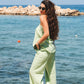 Signature Green Strapless Linen Top