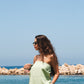 Signature Green Strapless Linen Top