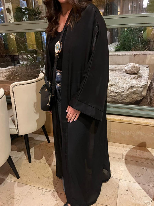Metallic Black Chiffon Abaya